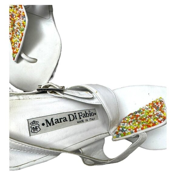 MARA DI FABIO Italian Luxury Designer Beaded Casual Summer Heels Sandals 6.5 US - Picture 3 of 6
